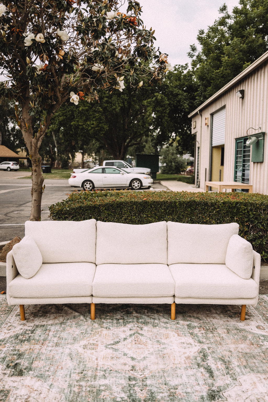 Burrow Field 3-Piece Sofa in Ivory Bouclé