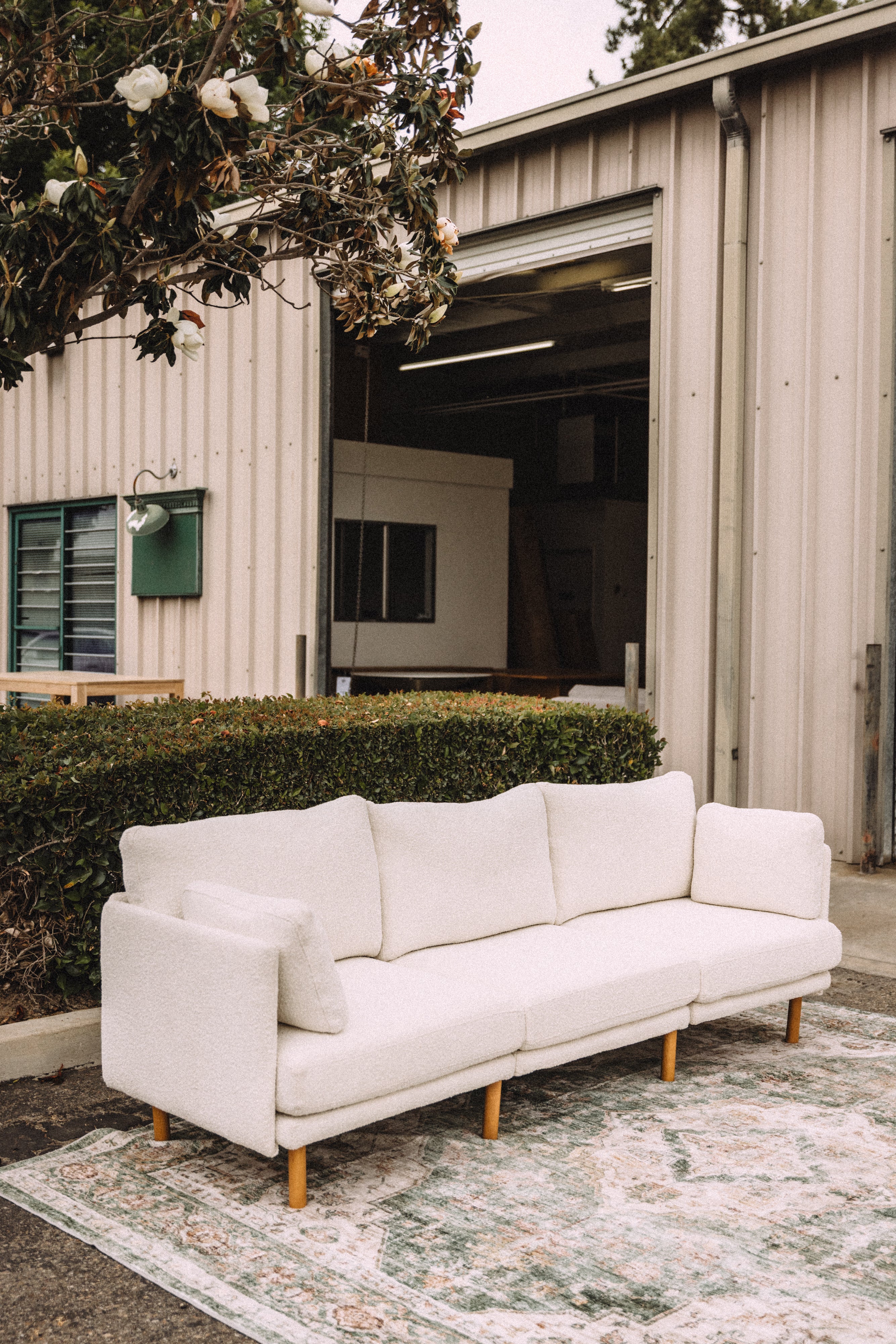 Burrow Field 3-Piece Sofa in Ivory Bouclé
