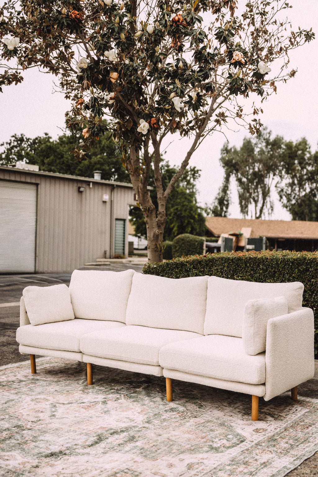 Burrow Field 3-Piece Sofa in Ivory Bouclé