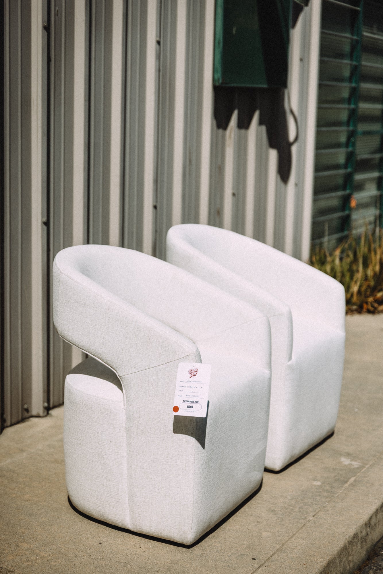 MODLOFT Albany Dining Chairs in Nomad Snow Fabric (Set of 2)