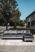 Maya Reversible Chaise Sectional in Silver Plum Velvet