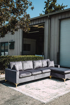 Maya Reversible Chaise Sectional in Silver Plum Velvet