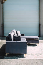 Maya Reversible Chaise Sectional in Silver Plum Velvet