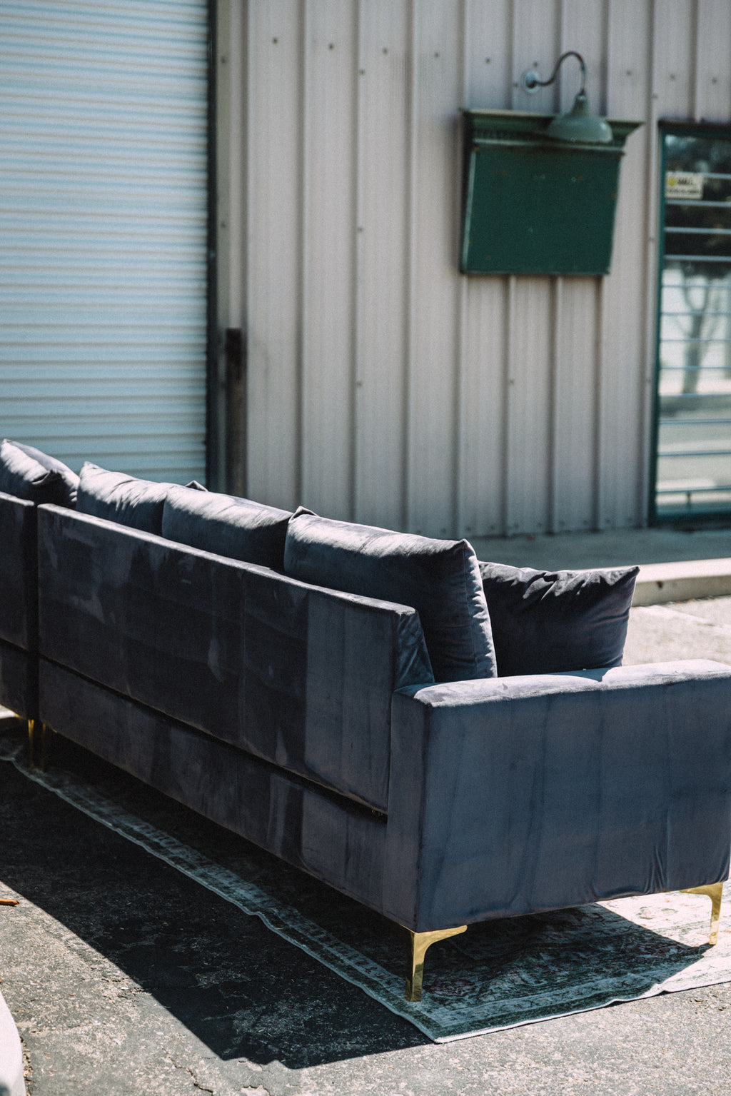 Maya Reversible Chaise Sectional in Silver Plum Velvet