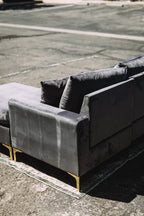 Maya Reversible Chaise Sectional in Silver Plum Velvet
