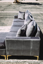 Maya Reversible Chaise Sectional in Silver Plum Velvet