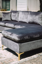 Maya Reversible Chaise Sectional in Silver Plum Velvet
