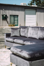 Maya Reversible Chaise Sectional in Silver Plum Velvet