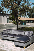 Maya Reversible Chaise Sectional in Silver Plum Velvet