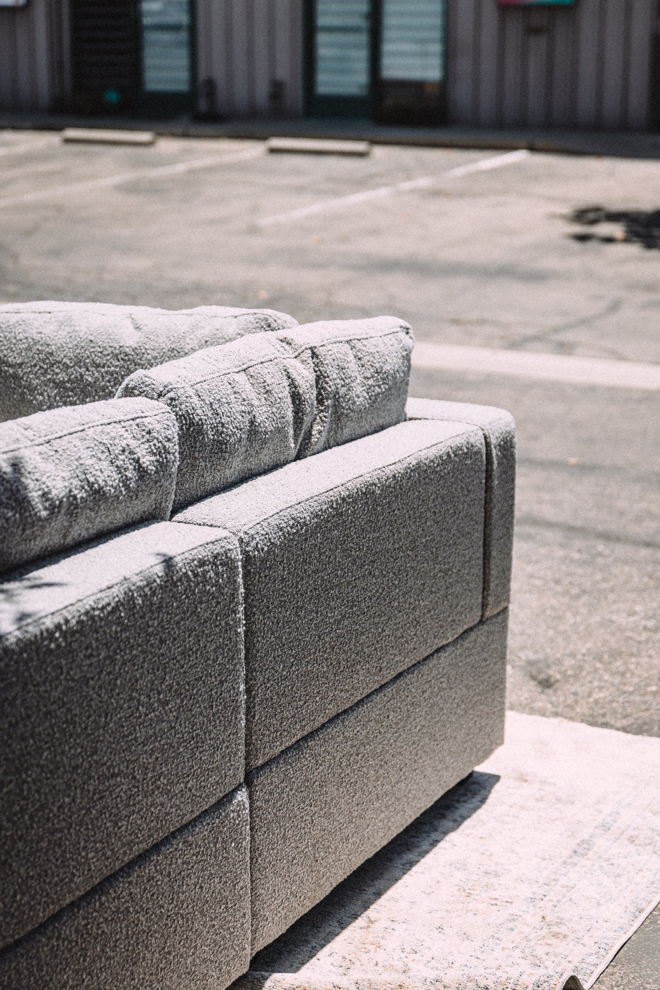 Albany Park Kova Box Cushion Sofa 122" Smoke Performance Bouclé