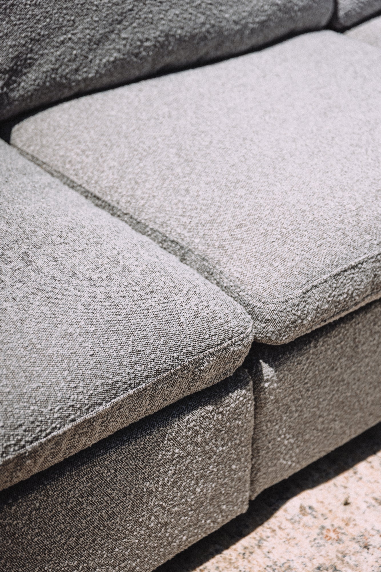Albany Park Kova Box Cushion Sofa 122" Smoke Performance Bouclé