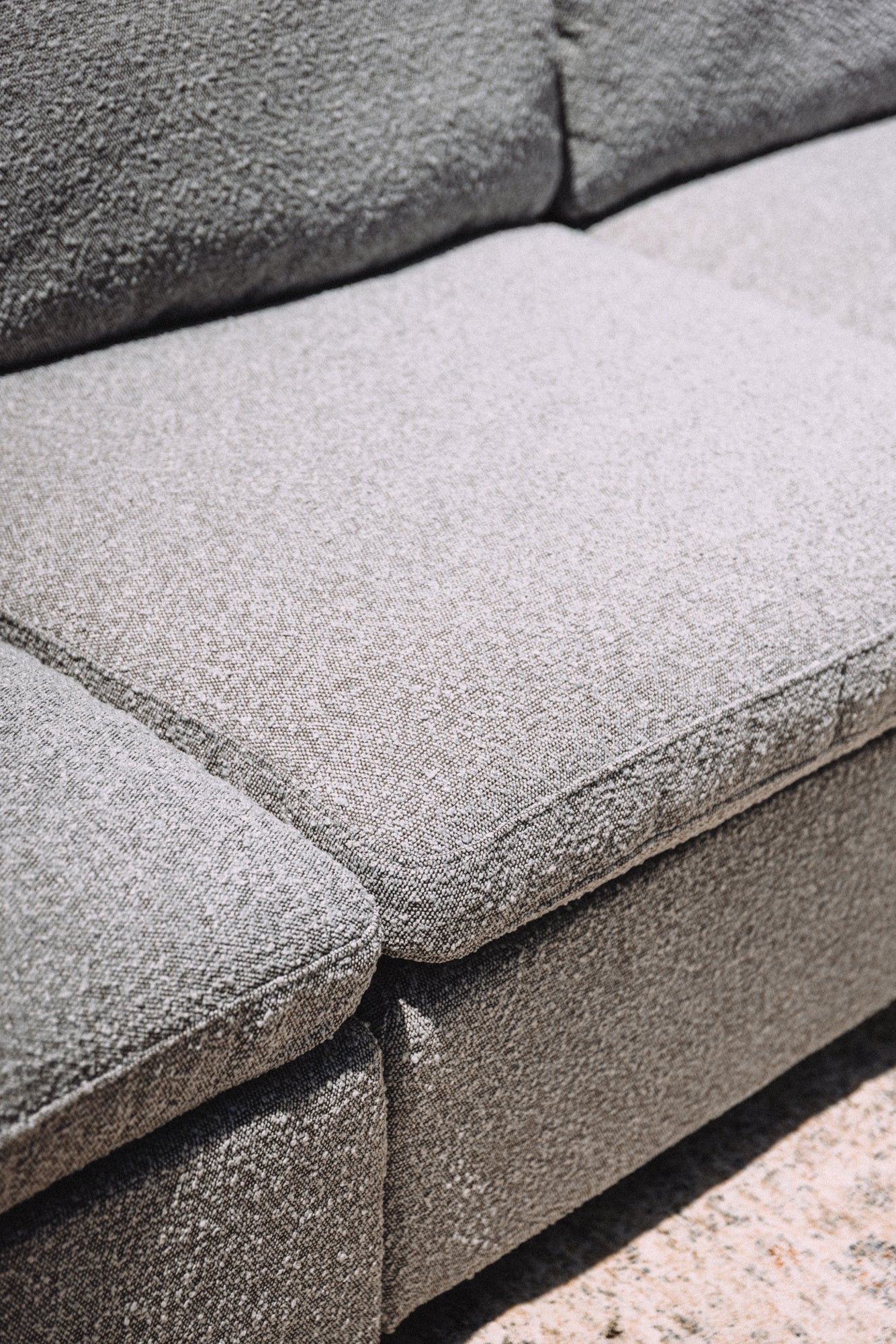 Albany Park Kova Box Cushion Sofa 122" Smoke Performance Bouclé