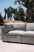Albany Park Kova Box Cushion Sofa 122" Smoke Performance Bouclé