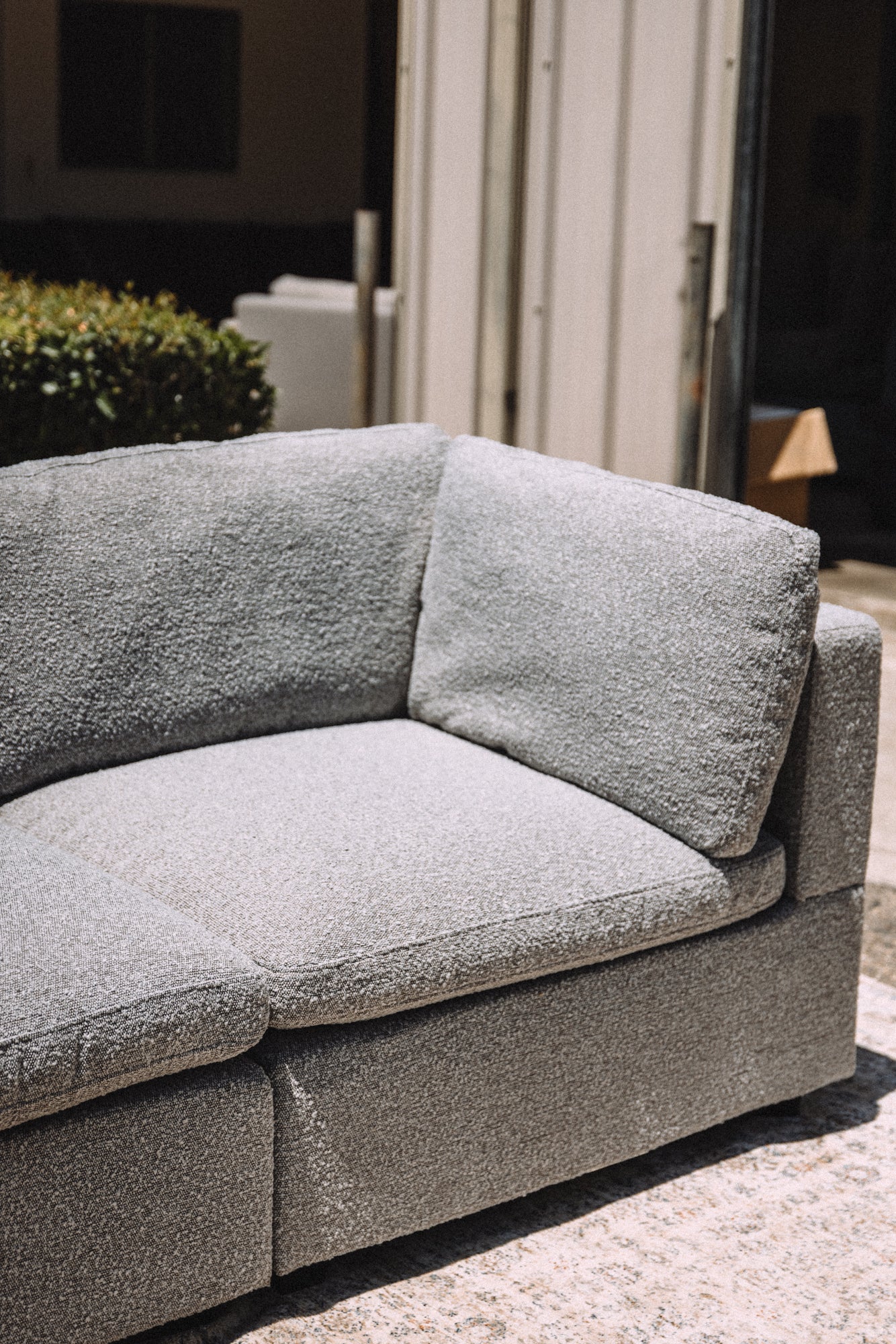 Albany Park Kova Box Cushion Sofa 122" Smoke Performance Bouclé