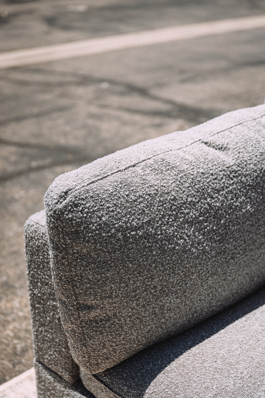 Albany Park Kova Box Cushion Sofa 122" Smoke Performance Bouclé