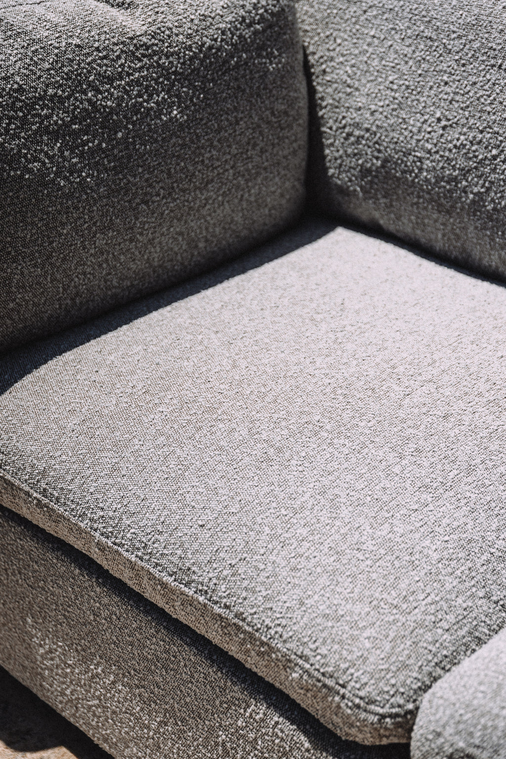 Albany Park Kova Box Cushion Sofa 122" Smoke Performance Bouclé
