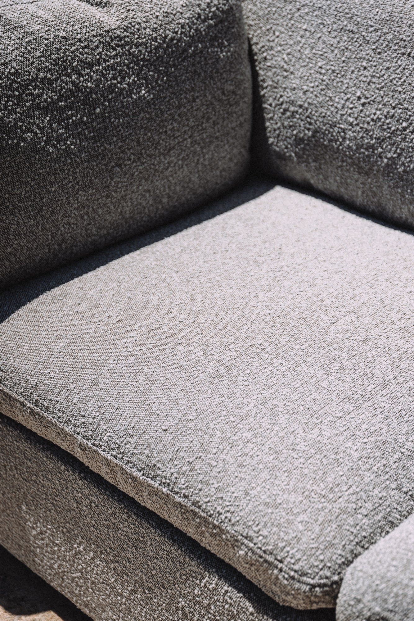 Albany Park Kova Box Cushion Sofa 122" Smoke Performance Bouclé