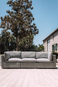 Albany Park Kova Box Cushion Sofa 122" Smoke Performance Bouclé