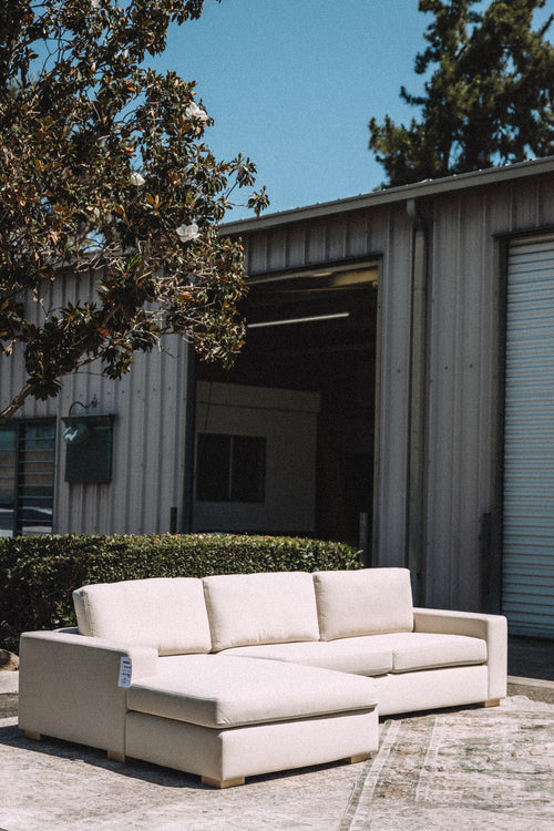 Albany Park Barton Chaise Sectional Almond Performance Velvet