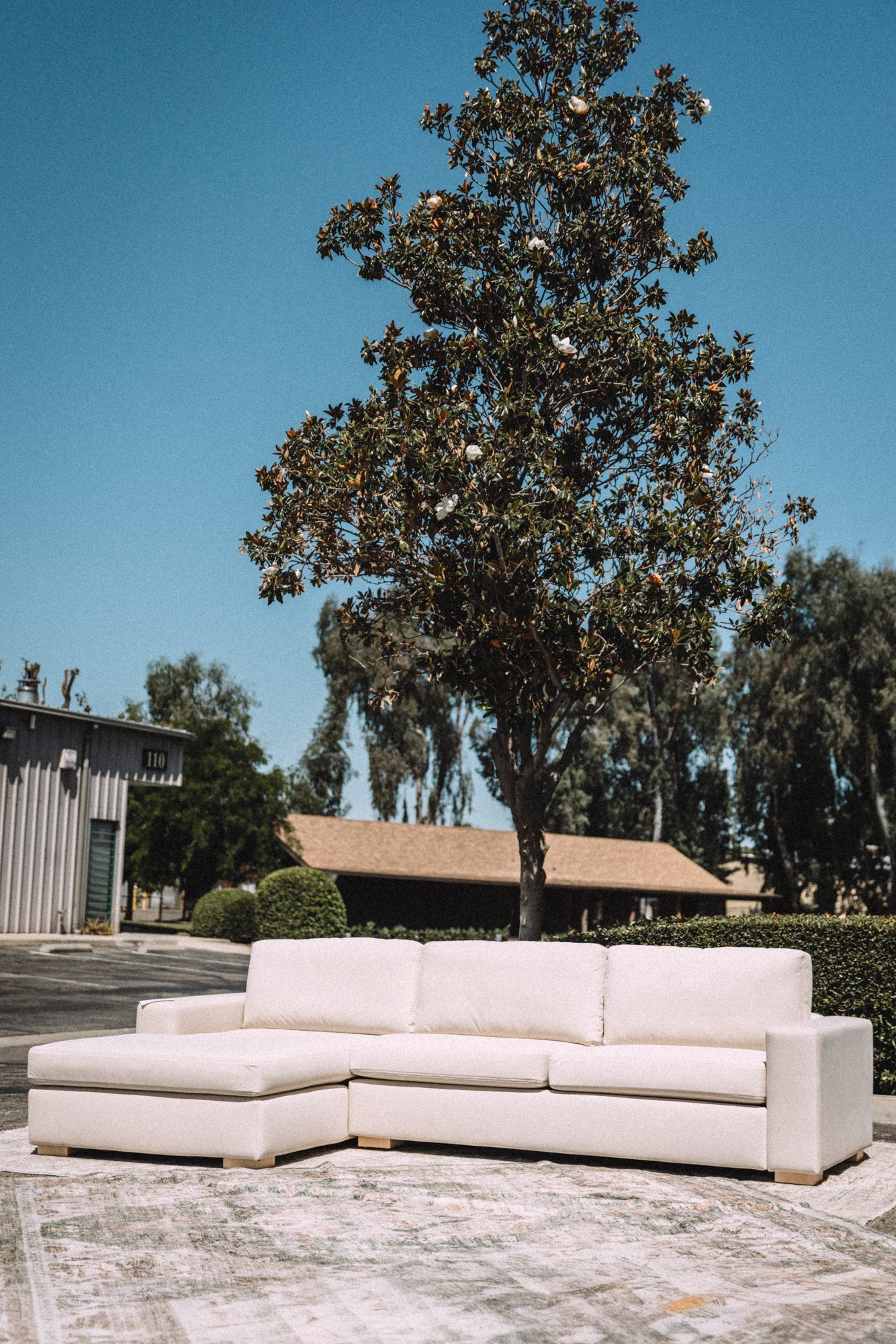 Albany Park Barton Chaise Sectional Almond Performance Velvet
