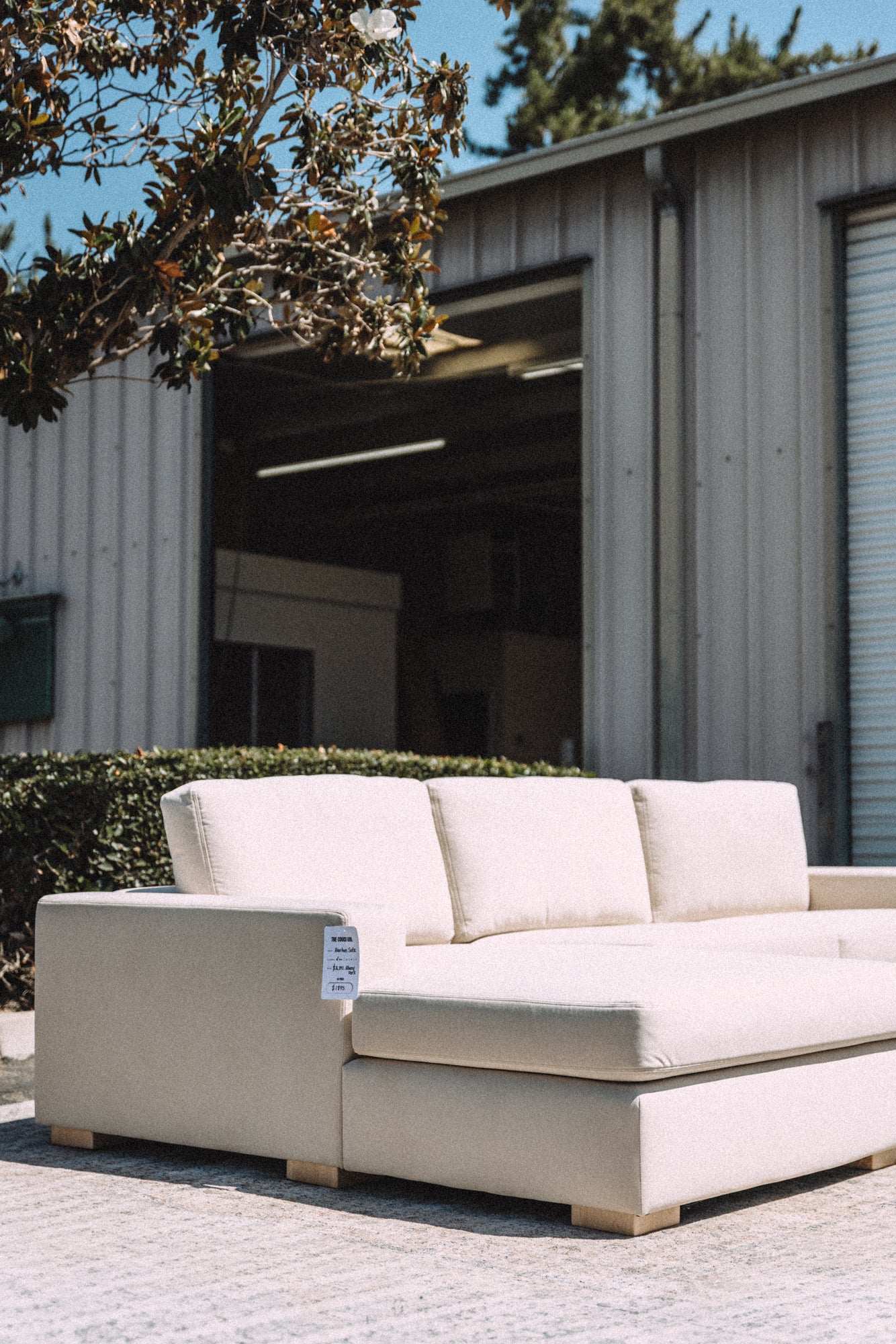 Albany Park Barton Chaise Sectional Almond Performance Velvet