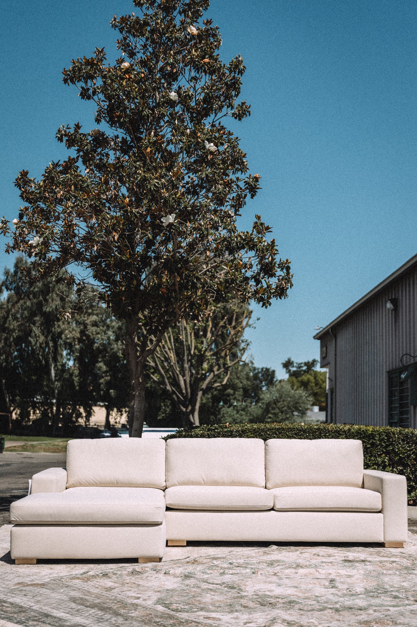 Albany Park Barton Chaise Sectional Almond Performance Velvet