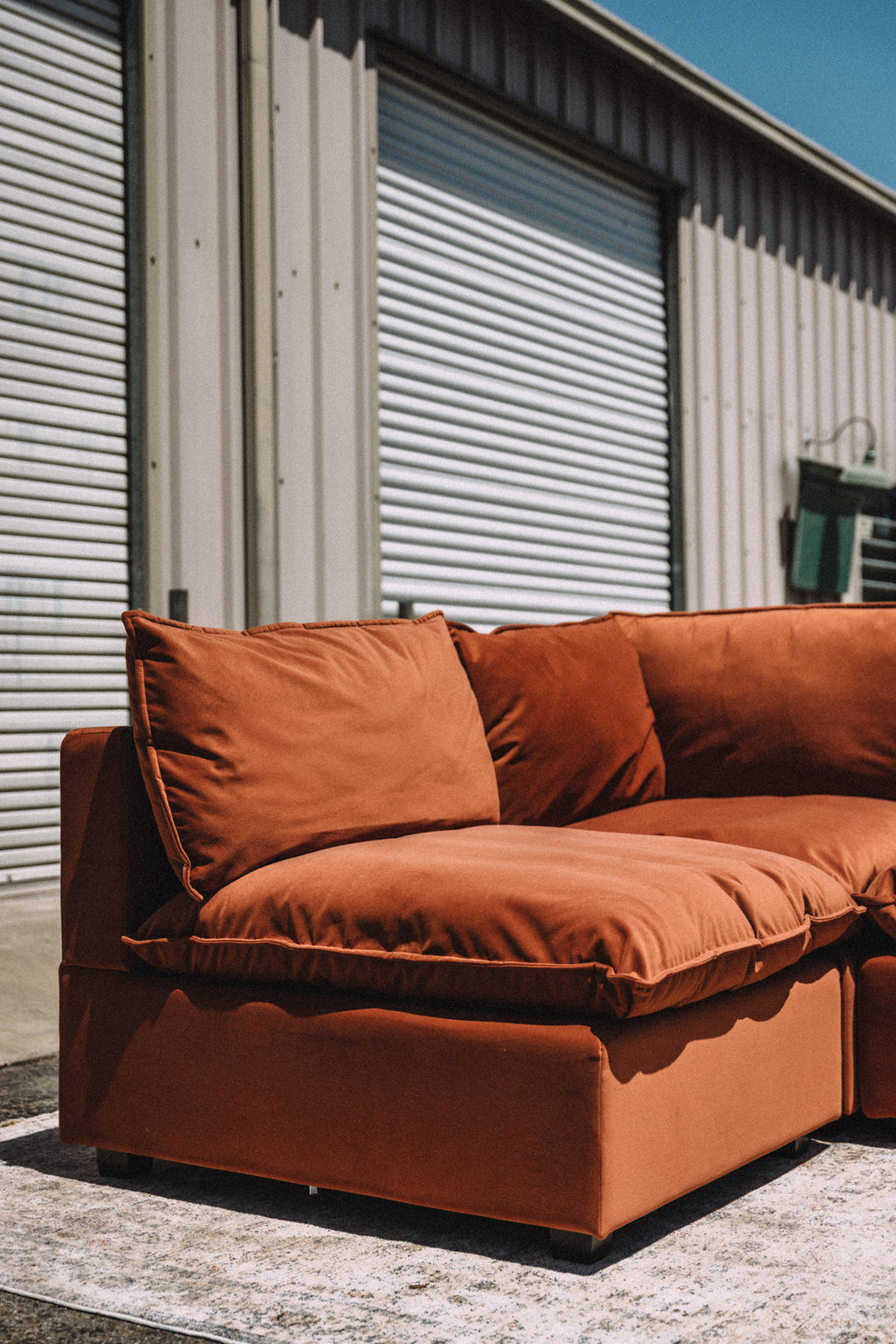 Albany Park Kova Pillow Cushion L-Shape Rust Performance Velvet