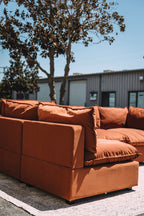 Albany Park Kova Pillow Cushion L-Shape Rust Performance Velvet