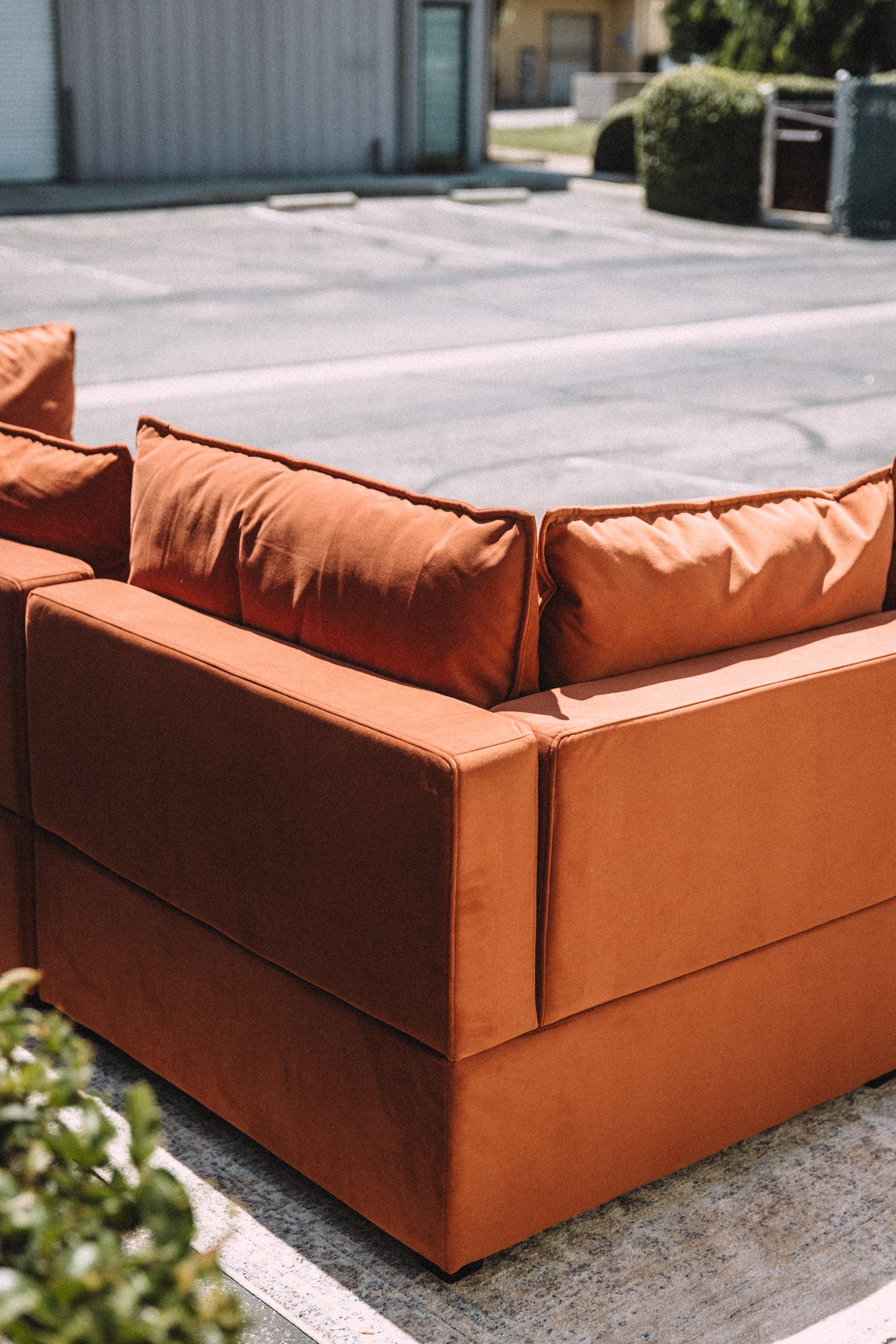 Albany Park Kova Pillow Cushion L-Shape Rust Performance Velvet