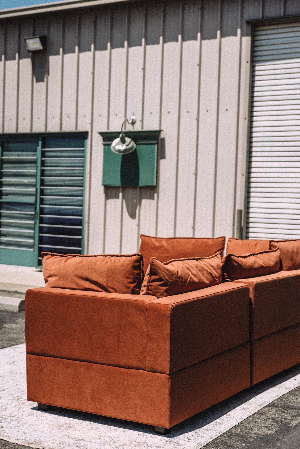 Albany Park Kova Pillow Cushion L-Shape Rust Performance Velvet