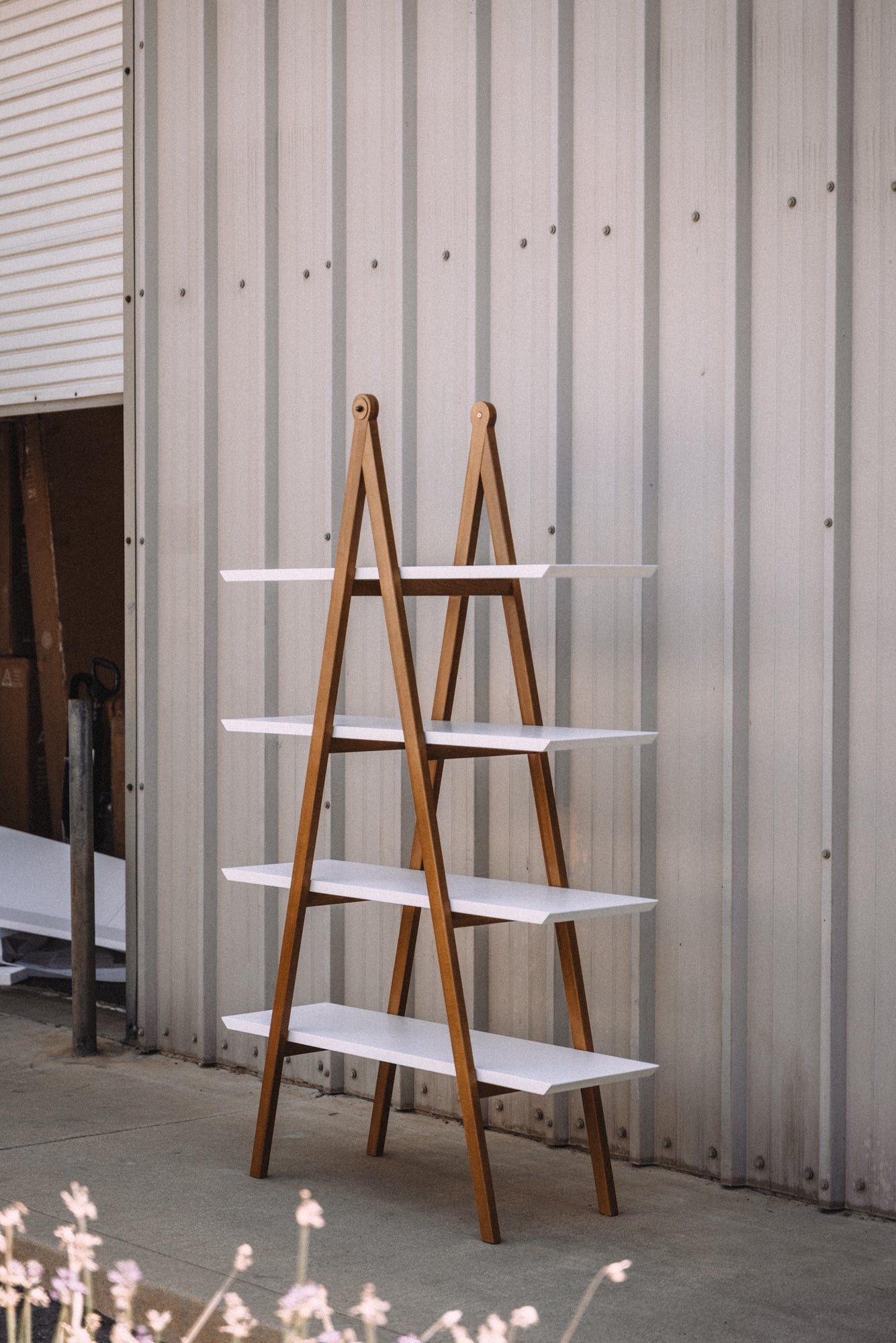 Article Caliper 47" Shelving Unit - White/Walnut