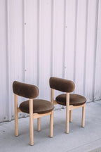 Article Munk Velvet Dining Chair - White Oak and Hale Earth (Set of 2)