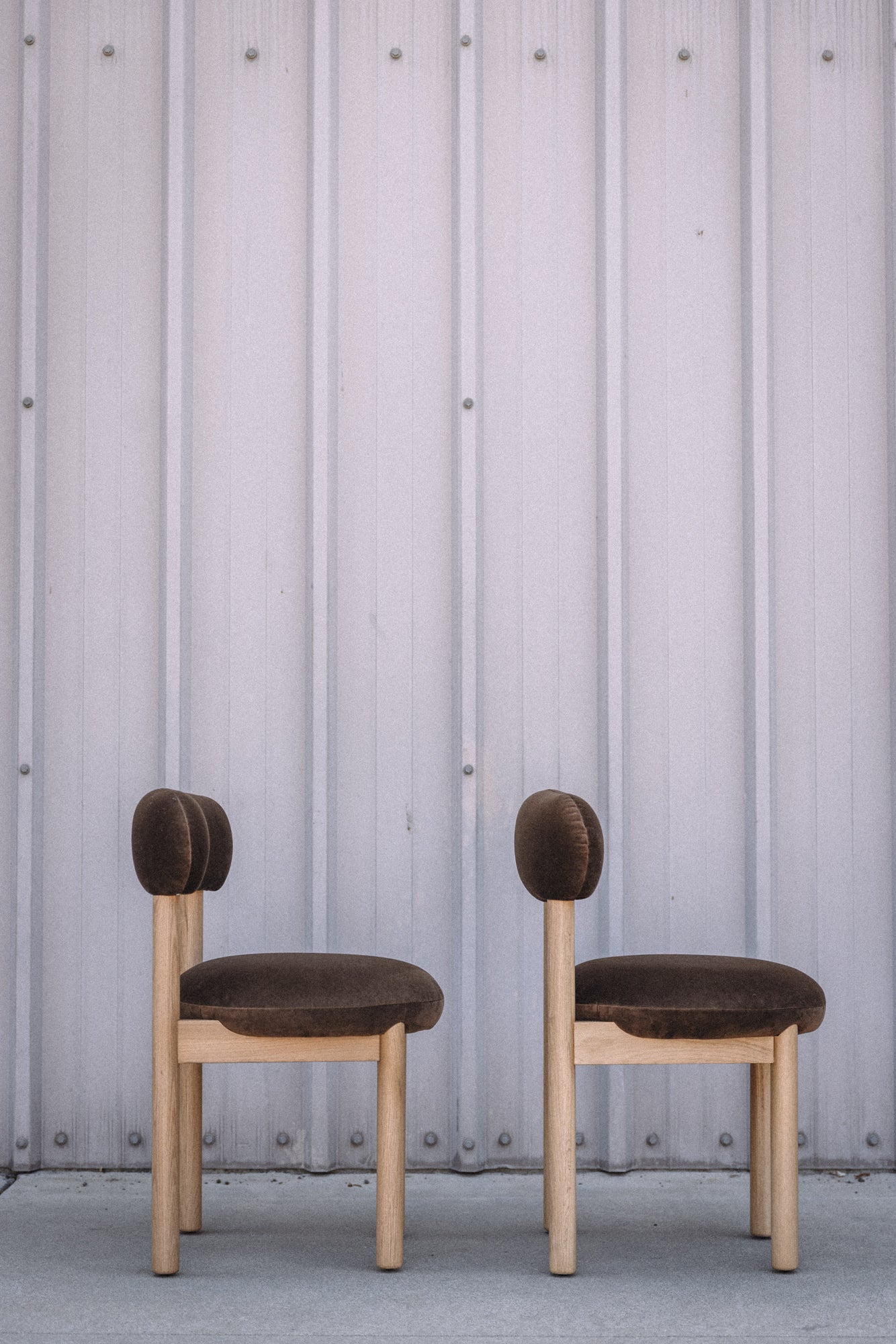 Article Munk Velvet Dining Chair - White Oak and Hale Earth (Set of 2)