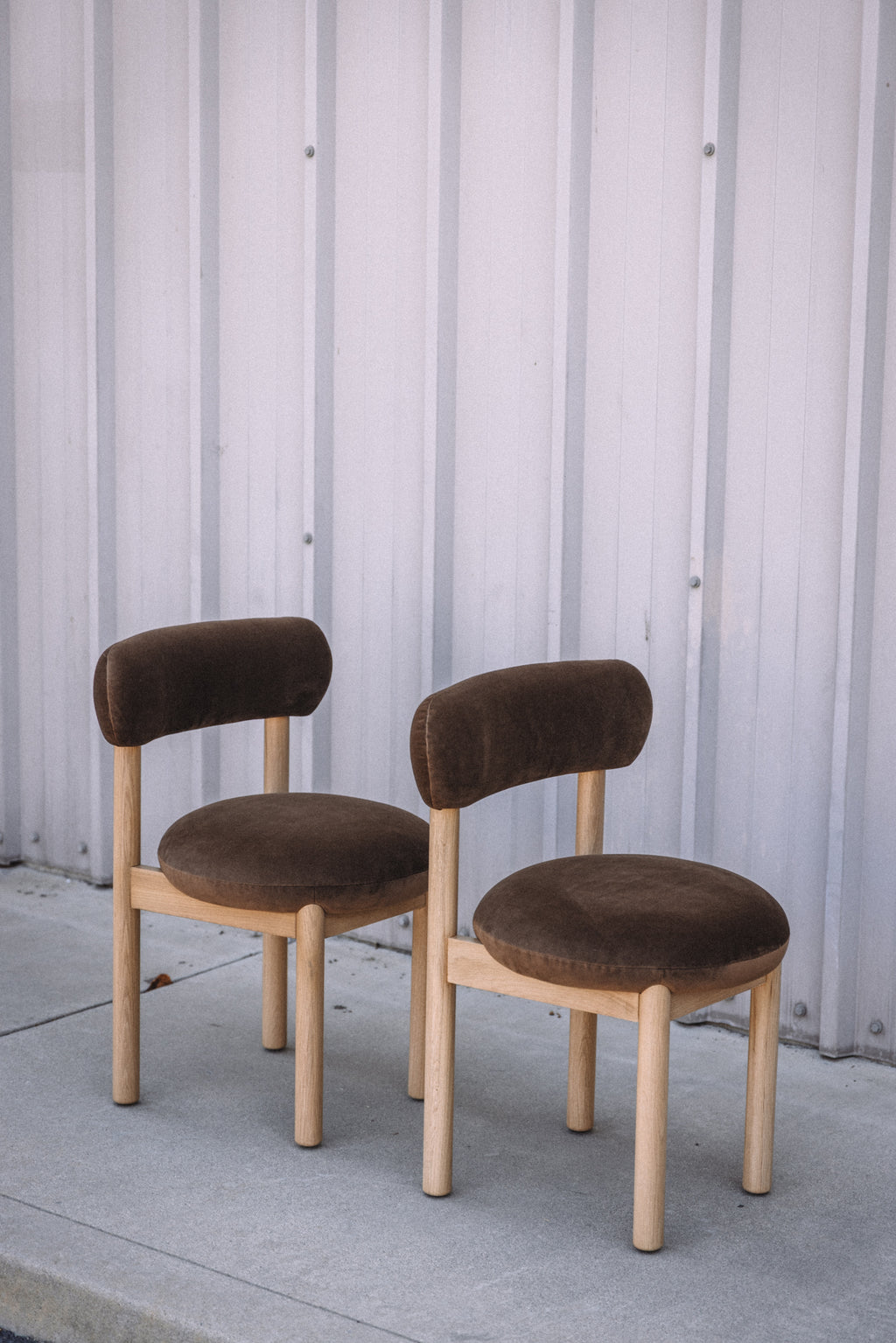 Article Munk Velvet Dining Chair - White Oak and Hale Earth (Set of 2)