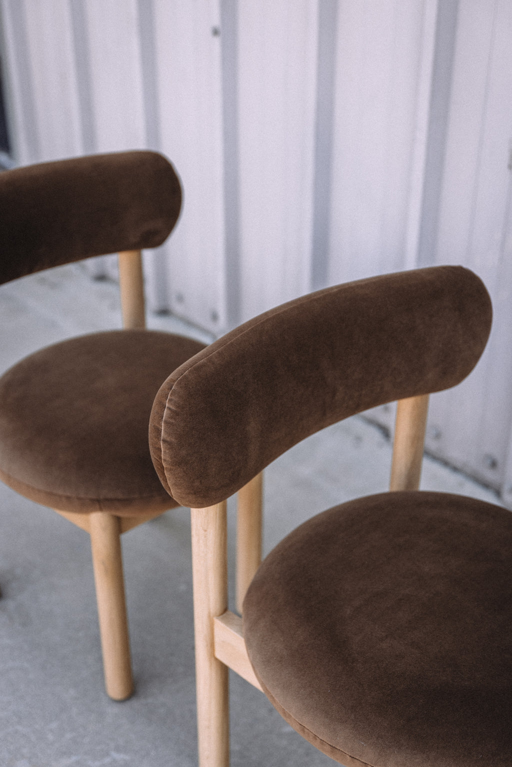 Article Munk Velvet Dining Chair - White Oak and Hale Earth (Set of 2)