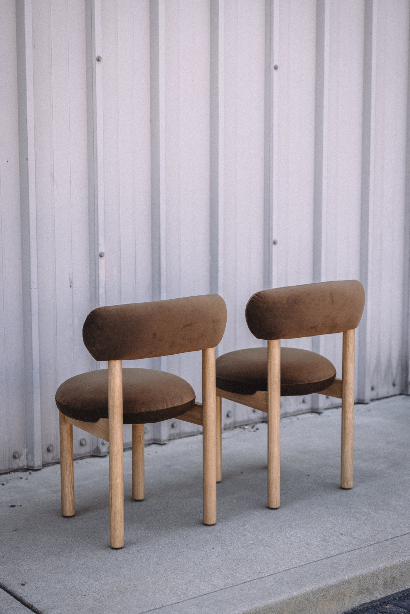 Article Munk Velvet Dining Chair - White Oak and Hale Earth (Set of 2)
