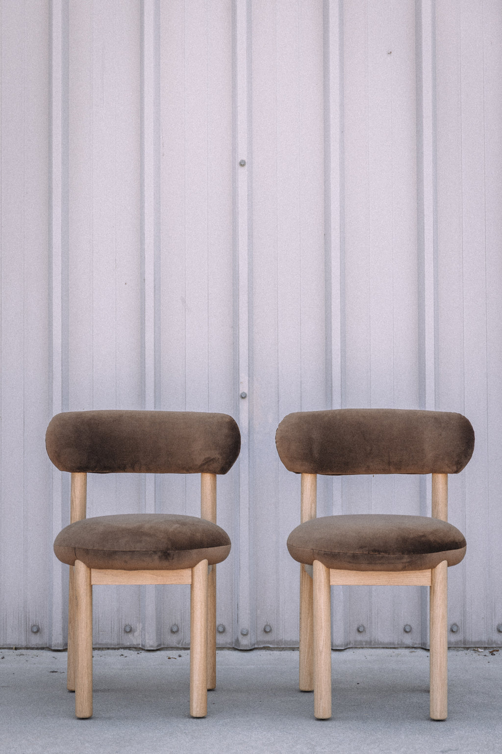Article Munk Velvet Dining Chair - White Oak and Hale Earth (Set of 2)