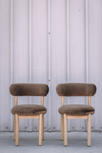 Article Munk Velvet Dining Chair - White Oak and Hale Earth (Set of 2)