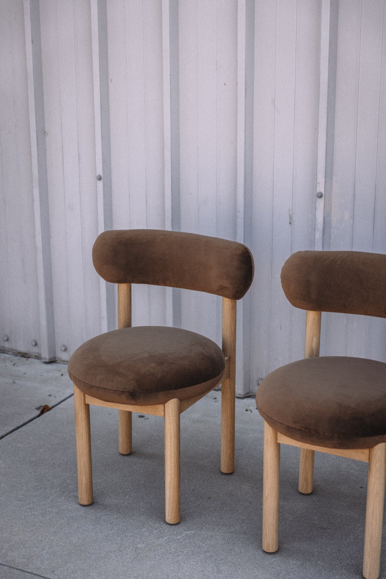 Article Munk Velvet Dining Chair - White Oak and Hale Earth (Set of 2)