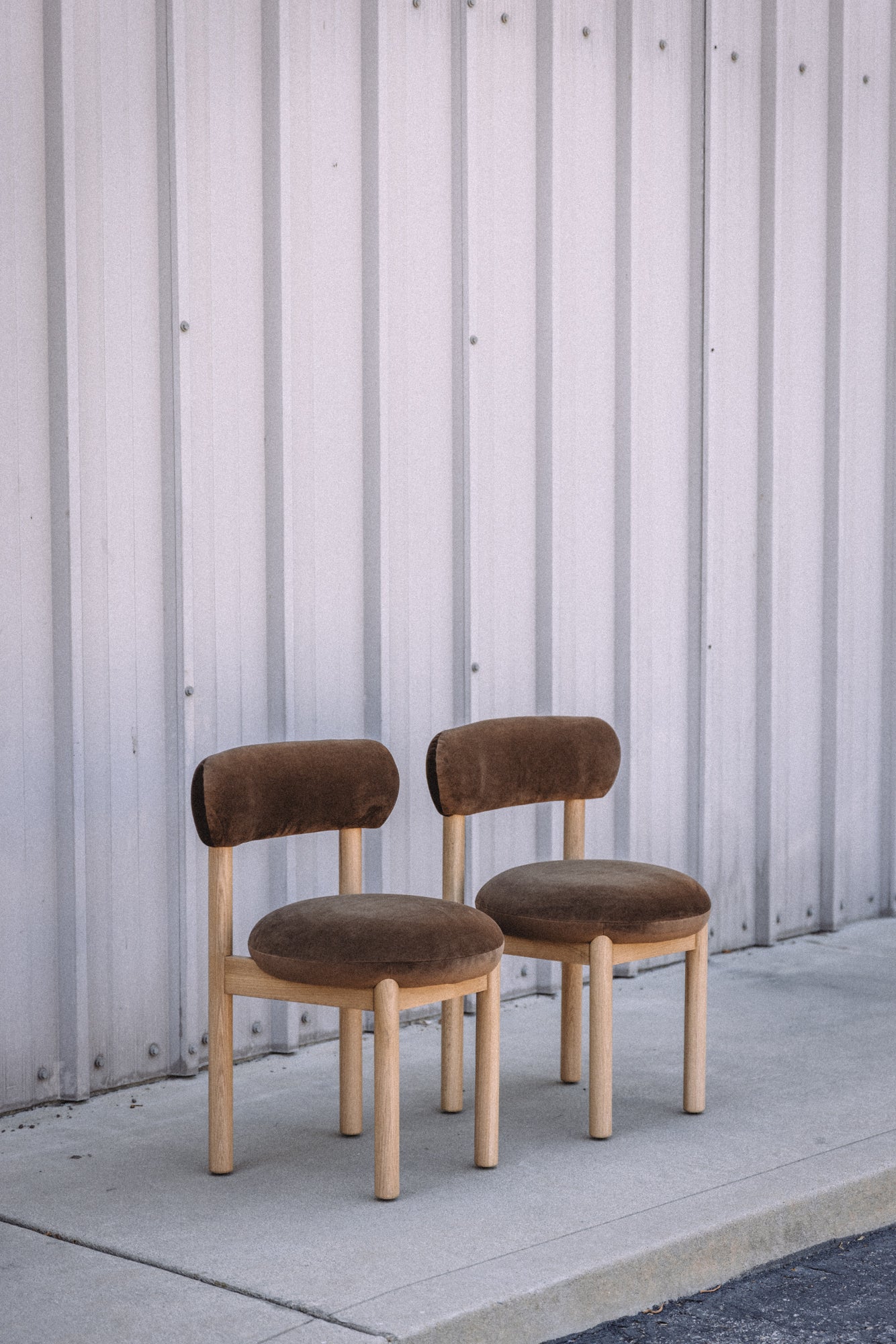 Article Munk Velvet Dining Chair - White Oak and Hale Earth (Set of 2)