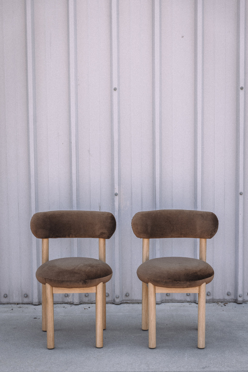 Article Munk Velvet Dining Chair - White Oak and Hale Earth (Set of 2)
