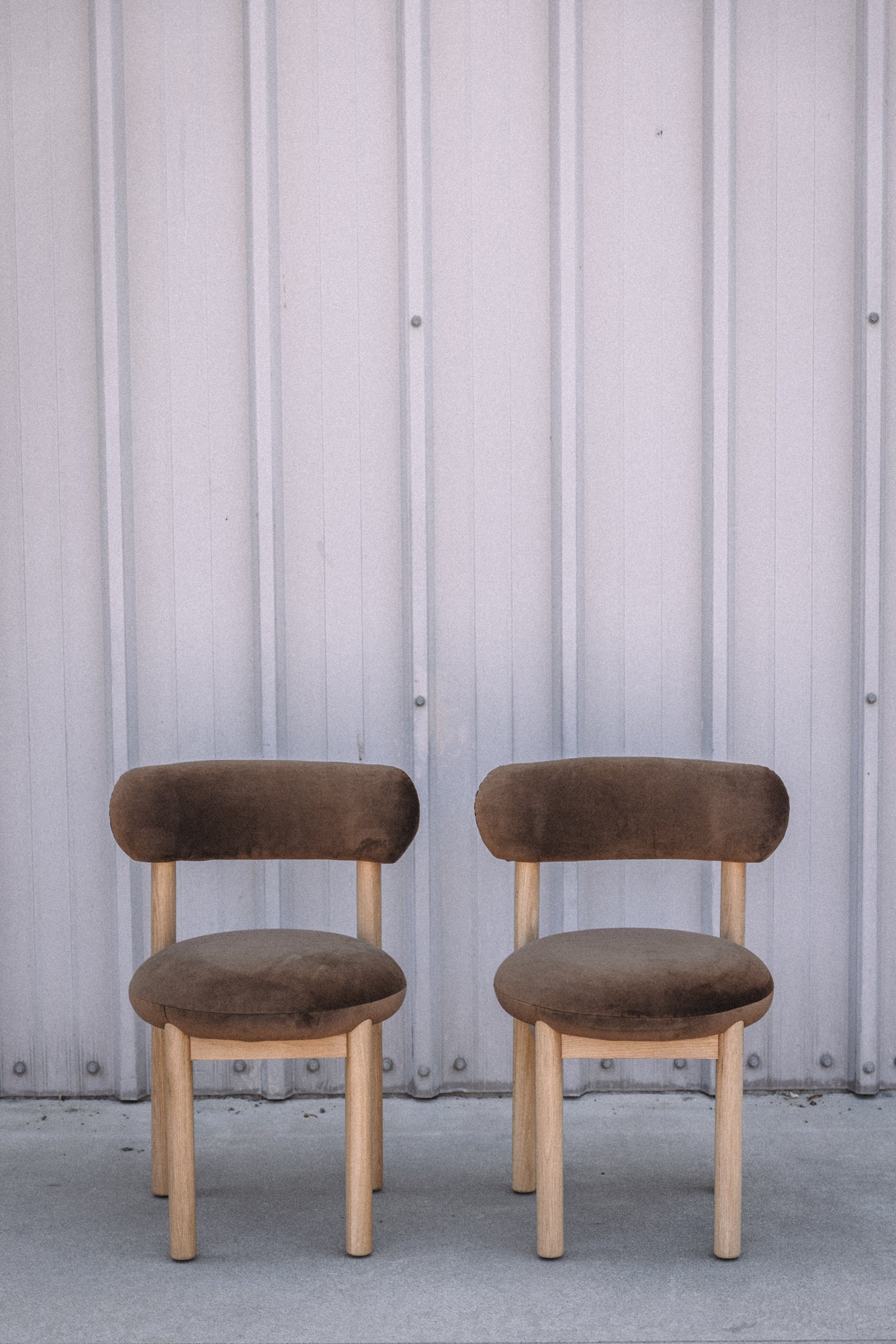 Article Munk Velvet Dining Chair - White Oak and Hale Earth (Set of 2)