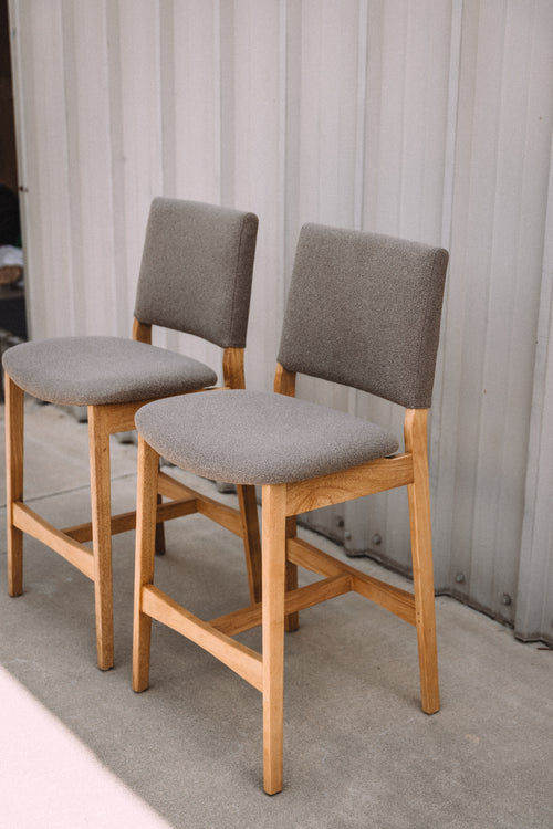 (Set of 2) Article Nosh Counter Stools - Oak and Ratine Brown