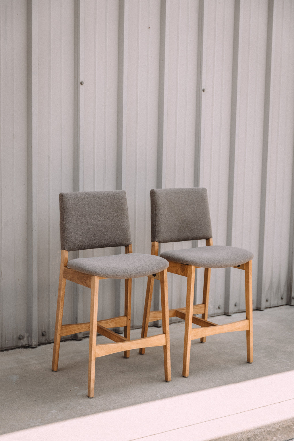 (Set of 2) Article Nosh Counter Stools - Oak and Ratine Brown