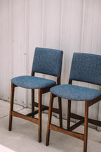 (Set of 2) Article Nosh Counter Stools - Walnut and Denim Blue