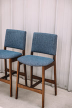 (Set of 2) Article Nosh Counter Stools - Walnut and Denim Blue
