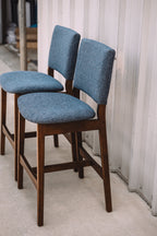 (Set of 2) Article Nosh Counter Stools - Walnut and Denim Blue
