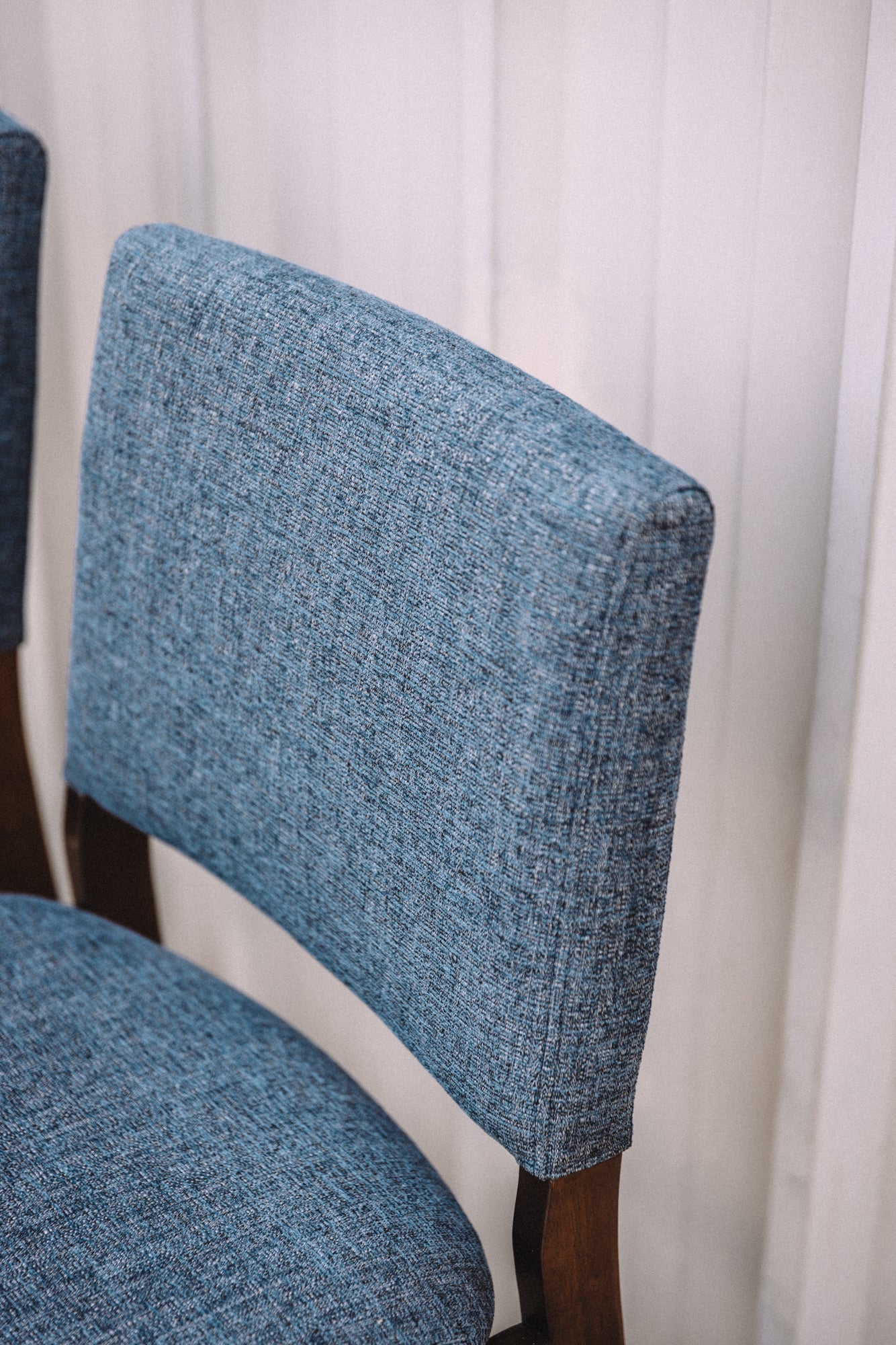 (Set of 2) Article Nosh Counter Stools - Walnut and Denim Blue
