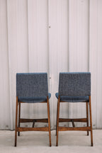 (Set of 2) Article Nosh Counter Stools - Walnut and Denim Blue