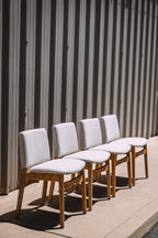Article Nosh Dining Chair - Oak And Ratine Ivory (Set of 4)